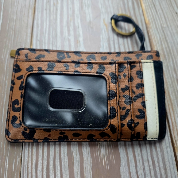 Fossil Leopard Print Zip Card Case - Brown/Black/White - Picture 2 of 3
